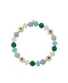 Unwritten Semi-precious Stone Evil Eye Stretch Bracelet In Gold
