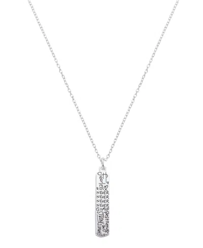 Unwritten Silver-tone Fearless Graffiti Bar Short Pendant Necklace