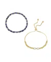 Unwritten Sodalite Stretch And Infinity Bolo Bracelet Set In Gold