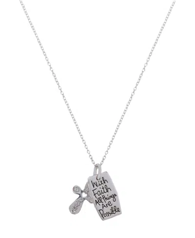Unwritten Sterling Silver Crystal Cross Short Pendant Charm Necklace