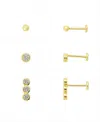 Unwritten Trio Cubic Zirconia And Mother Of Pearl Flat Back Earrings Set In Gold