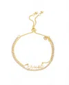 Unwritten Trust Link Chain And Crystal Chain Double Strand Bolo Bracelet In Gold