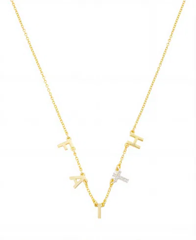 Unwritten Two Tone Faith Cubic Zirconia Cross Necklace With Extender In Yellow