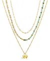Unwritten White Quartz And Unakite Stone Elephant Paperclip Layered Necklace Sets In Gold