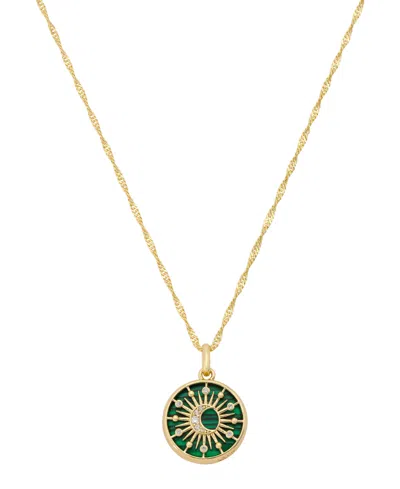 Unwritten Women's Cubic Zirconia And Malachite Sunburst Gold-tone Necklace