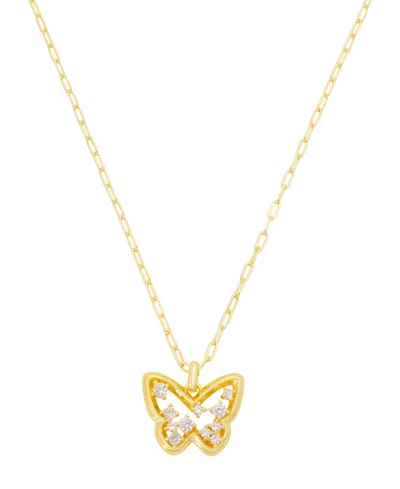 Unwritten Women's Gold-tone Cubic Zirconia Butterfly Necklace