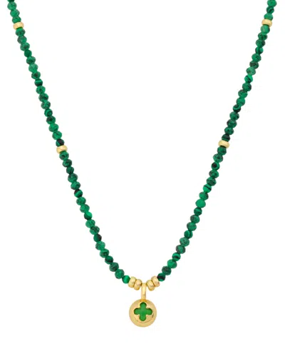 Unwritten Women's Malachite Gold-plated Lobster Clasp Necklace In Green