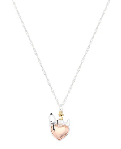 Unwritten Women's Silver-plated Snoopy Heart Pendant Necklace In Metallic