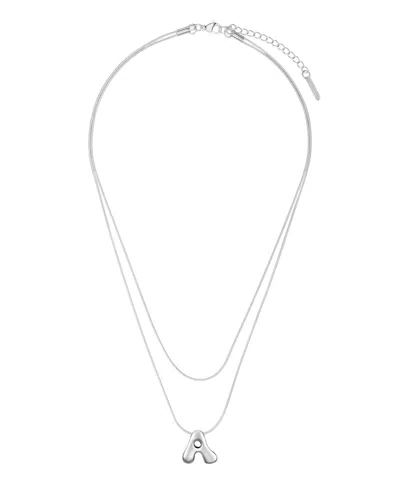 Unwritten X Moda Sport Silver Tone Water Resistant Initial Layered Necklace In Silver A