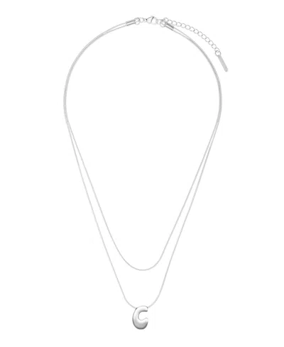 Unwritten X Moda Sport Silver Tone Water Resistant Initial Layered Necklace In Silver C
