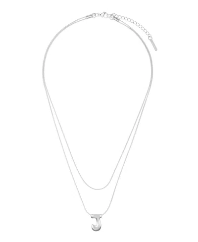 Unwritten X Moda Sport Silver Tone Water Resistant Initial Layered Necklace In Silver J