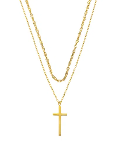 Unwritten X Moda Sport Waterproof Cross Pendant Layered Chain Necklace In Gold