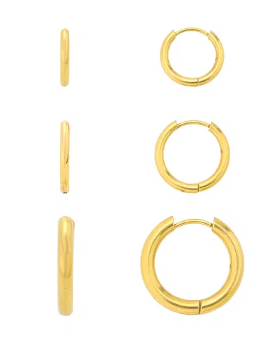 Unwritten X Moda Sport Waterproof Endless Hoop Trio Earring Set In Gold