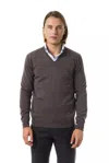 Uominitaliani V-neck Emroidered Sweater In Gray