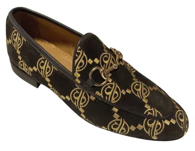 Pre-owned Uomo Sigotto  Men's Slip On Dark Brown Suede Dress Shoes Loafers Lt5983