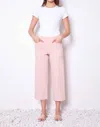 Up Linen Effect Techno Cropped Pants In Pink In Pink