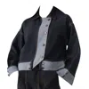 Up-fuse Women's Drop-shoulder Denim Jacket - Black