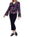 Up Ibiza Knit Bell Sleeve Top In Multicolor Floral Pattern In Multi