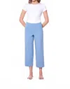 Up Linen Effect Techno Cropped Pants In Sky In Blue