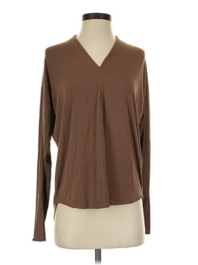 Pre-owned Up Long Sleeve Top Brown V-neck Tops