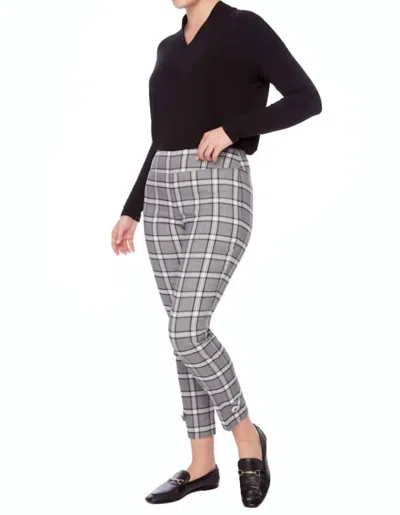 Up Metallic Plaid Techno Ankle Pant In Metallic Plaid, Black And Gray In Multi