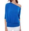 Up Petal Short Sleeve Top In Cobalt In Blue