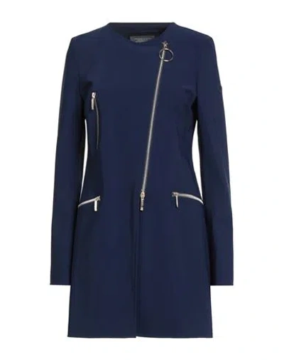 Up To Be Woman Overcoat & Trench Coat Navy Size 8 Nylon, Elastane In Blue