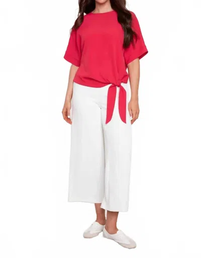 Up Vegan Silk Tie Knot Top In Dahlia In Red