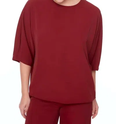 Up Vented Long Sleeve Vegan Silk Top In Shiraz In Red