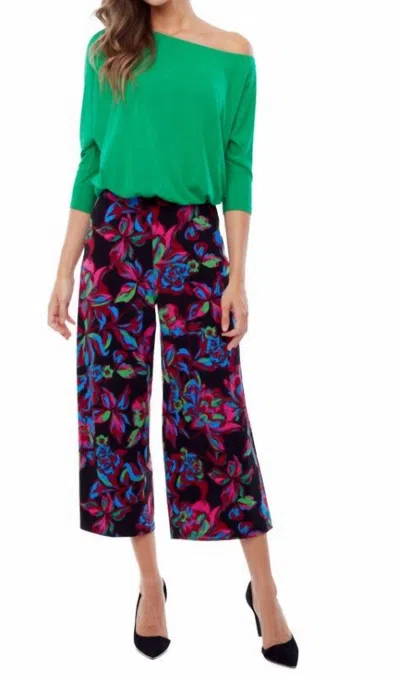 Up Wide Crop Pant In Ibiza Print In Green