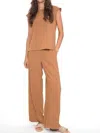 UP WIDE LEG VEGAN SILK PANT IN MOCHA