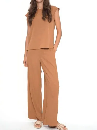UP WIDE LEG VEGAN SILK PANT IN MOCHA