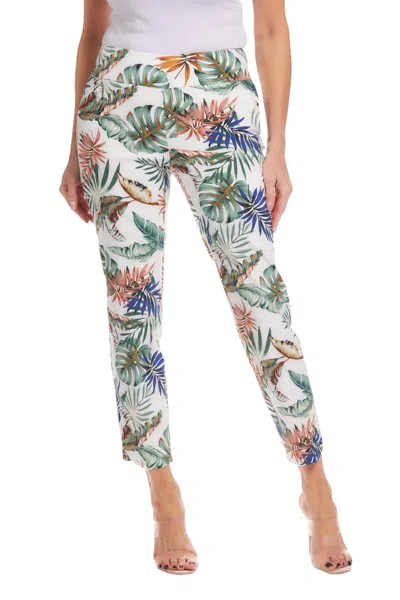 Up Women's Petal Slit Ankle Pants In Tropical In White