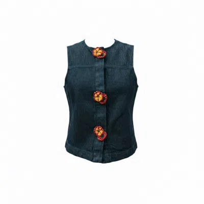 Up-fuse Women's Blue Denim Vest - Poppy Field