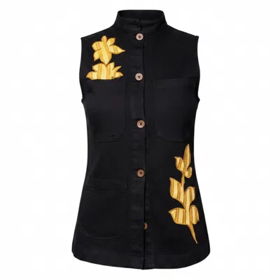 Up-fuse Women's Yellow Patchwork Vest- Honeycomb