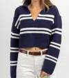 Upmost Louis Collared Sweater In Navy In Blue