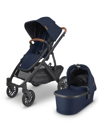Uppababy Vista V2 Stroller In Noa - Navy Carbon Frame Saddle Leath