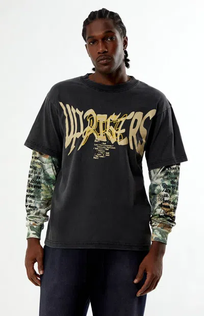 Uprisers Men's Warped Dream Camo 2fer Long Sleeeve T-shirt In Black/camo In Multi
