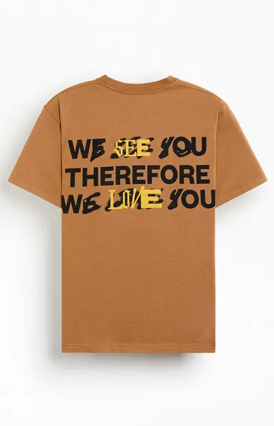 Uprisers Men's We Love You Puff Graphic T-shirt In Tan In Brown