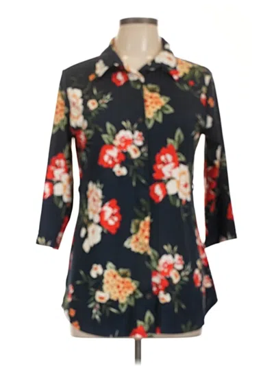 Pre-owned Ups & Downs 3/4 Sleeve Blouse In Black