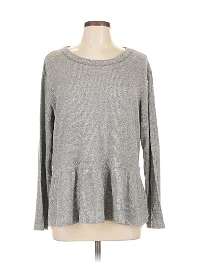 Pre-owned Upwest Long Sleeve Top Gray Crew Neck Tops