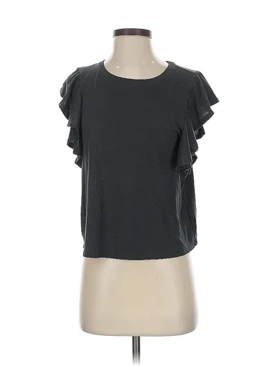 Pre-owned Upwest Short Sleeve Top Gray Ruffles Neckline Tops