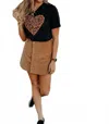 Urban Buffalo Leopard Heart Graphic Tee Shirt In Black In Black