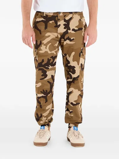 Urban Classics Camouflage-print Tapered Trousers In Brown
