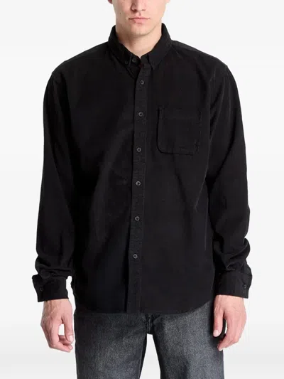 Urban Classics Corduroy Button-down Shirt In Black