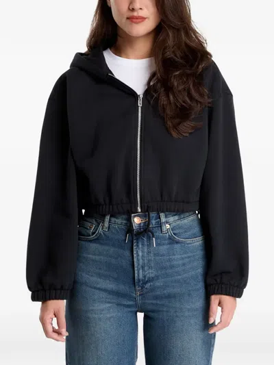 Urban Classics Cropped Zip-up Hoodie In Black