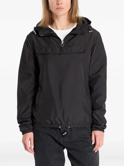 Urban Classics Hooded Half-zip Sweat In Schwarz