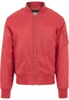 Urban Classics Men's Basic Bomber Jacket In Red