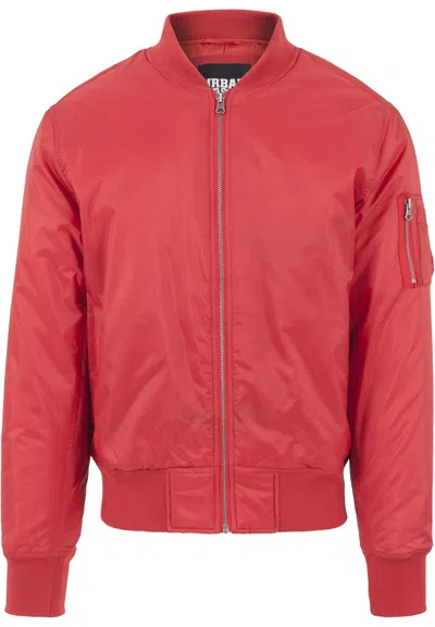Urban Classics Men's Basic Bomber Jacket In Red