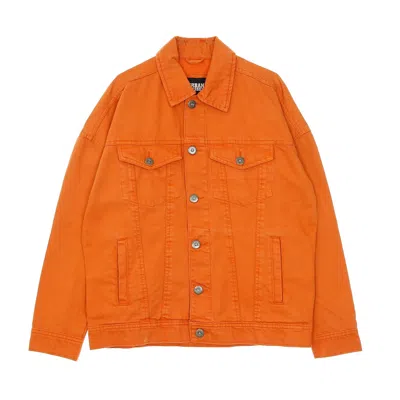 Urban Classics Men's Jeans Jacket Oversize Garment Dye Jacket In Orange